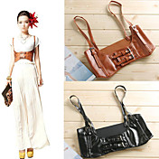 Damen Vintage Leather Vest Elastic Belt