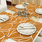 Set Of 4 Country Yellow Print Floral Polyester Placemats