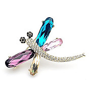 Alas de cristal con diamantes incrustados Cuerpo Broche Libélula