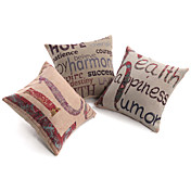 Conjunto de 3 Texto fronha de algodão / linho decorativa