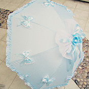 Blu in nylon impermeabile Ombrello Lolita dolce con pizzo e fiocco