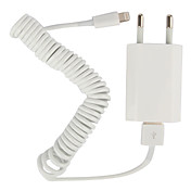 EU-Stecker Wechselstrom-Wand-Ladegerät mit Lightning Spiralkabel für iPhone 5, iPod (AC110-240V, 1A)