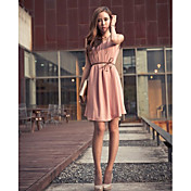 Belted Vestido de gasa sin mangas de la Mujer