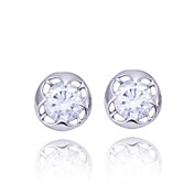 Unique Platinum Plated Round Crystal Earrings