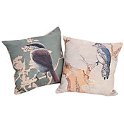 Conjunto de 2 Pássaro fronha de algodão / linho decorativa