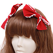 Handmade Red Cotton White Lace Bow Classic Lolita Headpiece(2 Pieces)