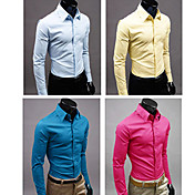 Men's Shirt Collar Basic Long Sleeve Shirt