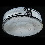 40W Artistic Round Flush Mount Light with Sculptured Stainless Steel Shade in Floral Design(T6 Light Tube)