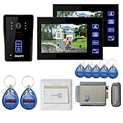 New 7" Color Hands Free Video Door phone with 2 Monitors(RFID keyfobs,Electronic Controlling Lock)