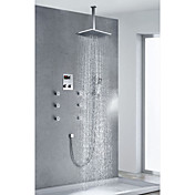 Zeitgenössische Chrome Finish Thermostat LCD Dusche Wasserhahn mit 12-Zoll-Duschkopf + Handbrause Platz