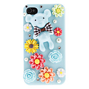 Carino orso floreale Custodia Light Blue per iPhone 4 e 4S