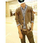 Men's V Neck Geometric Knitwear Cardigan