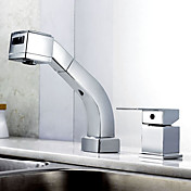 Chrome Finish Contemporary Widespread Brass Kitchen Faucet