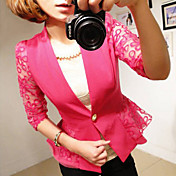 Chiffon Lace Peplum Blazer das mulheres