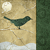 Gedrukt Art Dieren Vogels van de Winter II Color Bakkerij