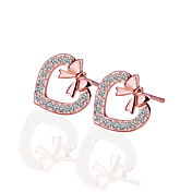 Unique Rose Gold Plated Heart Cut Crystal Earrings