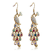 Alliage de conception de paon Boucles d'oreilles en cristal avec du charme