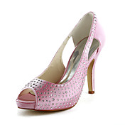 Beautiful Satin Stiletto Heel Peep Toe With Rhinestone Wedding Shoes (More Colors)