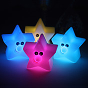 Smiling Vinyl Star LED Lamp - Set of 4 (Color Changing, Built-in Botton Cell)