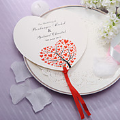 Personalized Heart Shaped Paper Hand Fan - Red Hearts(Set of 12)