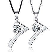 Fashion Sølv / skjul Rope Med platineret Cubic Zirconia Lovers 'Fashion Halskæde