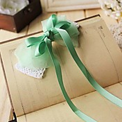 Women's Sweet Light Green Mix White Bow Hair Clip