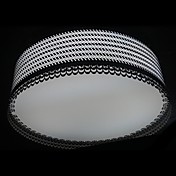 40W Modern Round Flush Mount Light with Sculptured Stainless Steel Shade in Lattice Design(T6 Light Tube)
