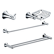 Chrome Finish Brass Bathroom Accessory Sets (Include Robe Hooks,Soap Holders,2 Towel Bars)
