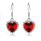Sjarmerende Hjerte Alloy Crystal Drop øredobber (Flere farger)
