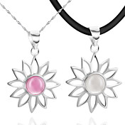 Fashion Silver/Hide Rope With Platinum Plated Opal Lovers' Fashion Necklace