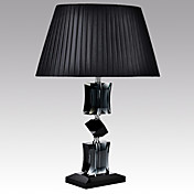 Luz de la tabla Resumen de 40W con la lámpara de cristal Polo Negro y pantalla de tela plisada