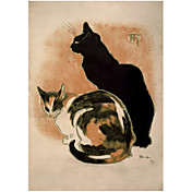 Printed Art Animal Steinlen, Twocats_filter by Vintage Apple Collection
