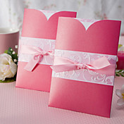 la invitación de la boda romántica rosa con inserto (juego de 50)