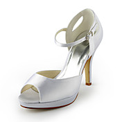 Mooie satijnen naaldhak sandalen / peep toe met gesp trouwschoenen (meer kleuren)