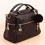 Women's Black Simple Work Chain PU Hobo