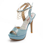 Lær stiletto hæl sandaler med Rhinestone fest / kveld sko (flere farger)