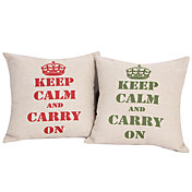 Conjunto de 2 Texto fronha de algodão / linho decorativa