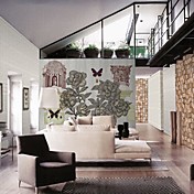 Gravure Bloemen en Vlinder Botanische Mural
