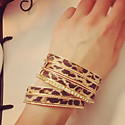 Women's Vintage Leopard Print Layered Diamond Bracelet