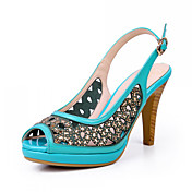 Mote Chunky hæl peep toe sandaler parti / kveld sko (flere farger)