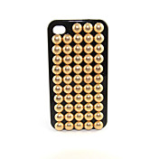 Rotonda Rivetto completa Covered Custodia rigida nera per iPhone 4/4S
