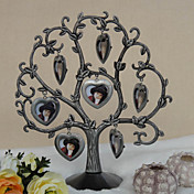 Alloy Family Tree Photo Frame With 7 Hanging Heart Shaped Frames