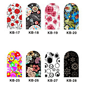 12PCS 3D Full-cubrir Nail Art Stickers Cartoon Series Flower (N º 3, colores surtidos)