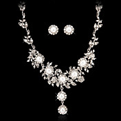 Alliage de haute qualité perle d'imitation et de strass tchèque Jewelry Set y compris le collier et boucles d'oreilles
