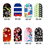 12PCS 3D Full-cubre Nail Art Stickers flash Powder serie de la flor (NO.2, colores surtidos)