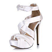 Elegant Imitated Silk Fabric Stiletto Heel Sandals With Platform Party / Evening Shoes