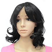 Rendas frente Synthetic longo cabelo preto ondulado peruca de cabelo