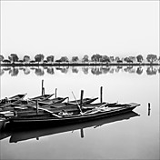 Printed Art Landscape Boats In Lake by Harold Silverman - Boats