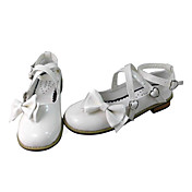 Handmade White PU Leather Flat Classic Lolita Shoes with Bow