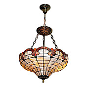 120W Chic Tiffany anheng lys med fargerike Natur Shell Materiale Integrert Shade (80cm Chain justerbart)